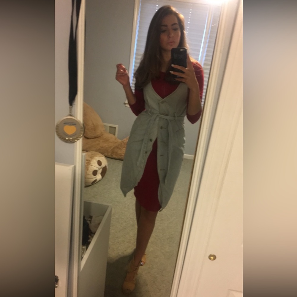 Denim dress with double strap